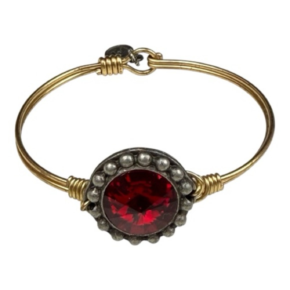 Luca & Danni Gold Tone Bangle with Red Stone Face